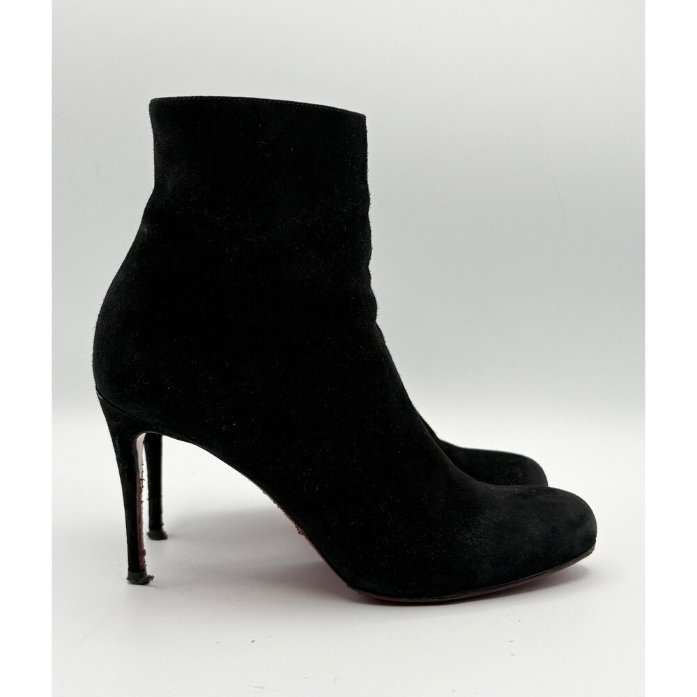 Christian Louboutin Black Suede Ankle Boots Stiletto Heel Bootie Sz EU 35